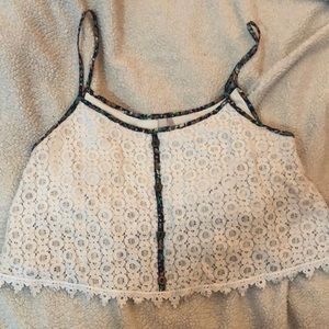 Lace and floral crop top